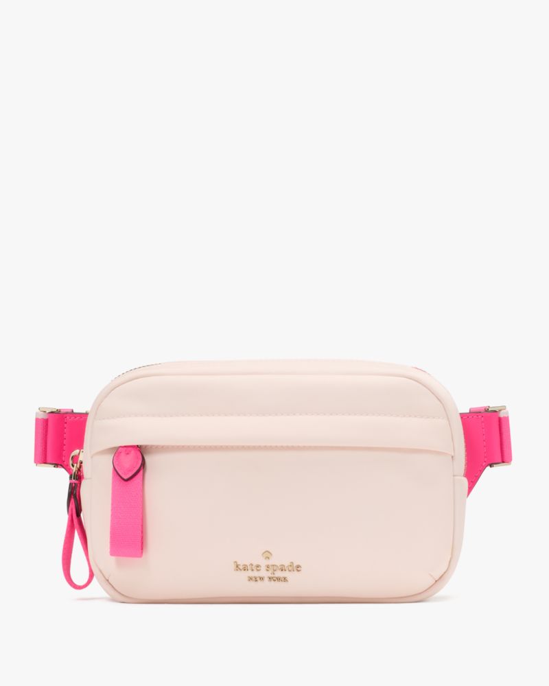 Kate Spade,Chelsea Nylon Belt Bag,Lining Polyester,Belt Bag,PVC,Metal Material,Metal,Logo,Casual,Cream