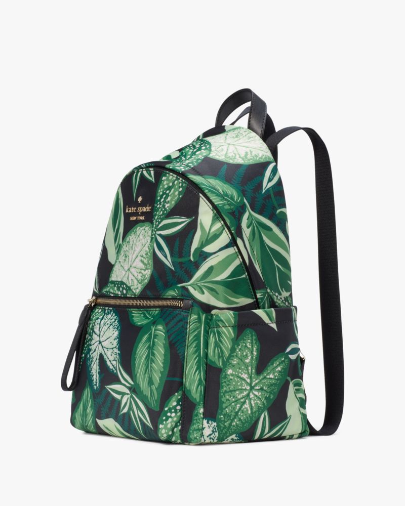 Kate Spade,Chelsea Fern Foliage Medium Backpack,Lining Polyester,Backpack,Metal Material,PVC,Logo,Activewear,Casual,Multi Color