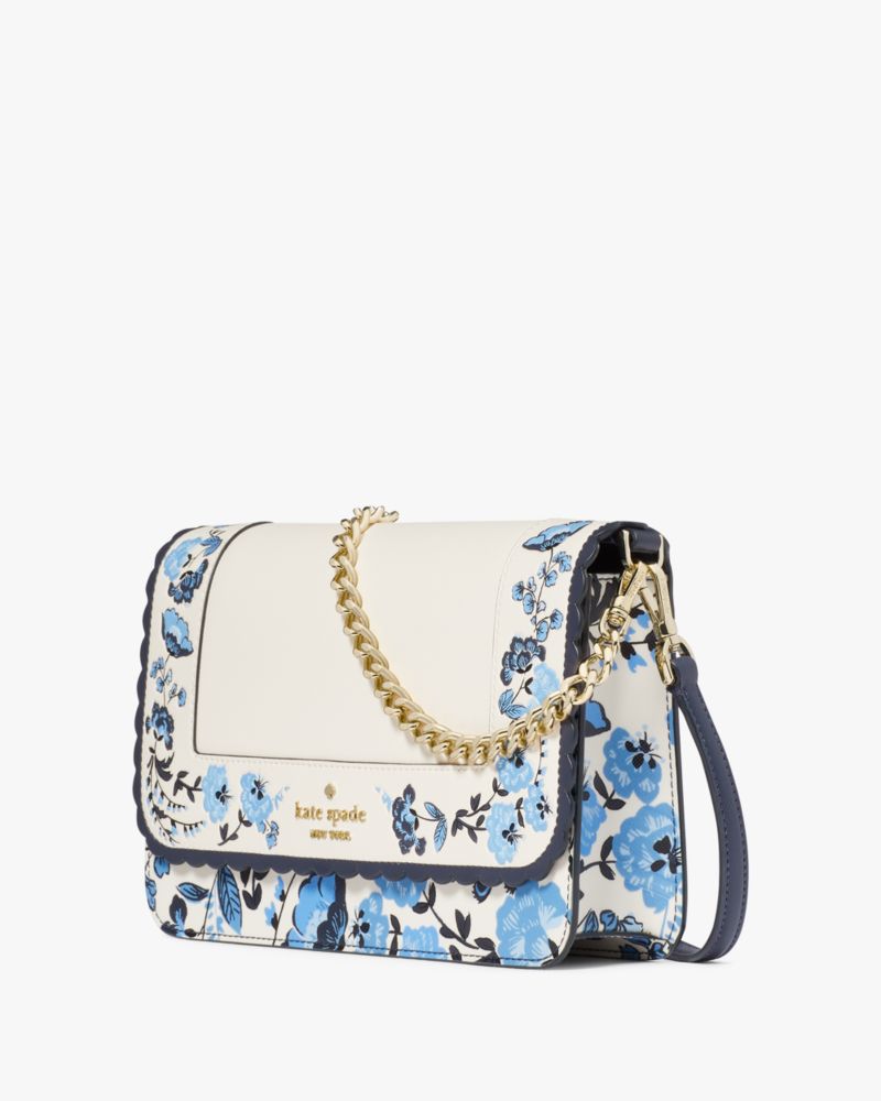 Kate Spade,Madison Peacock Floral Printed Willow Flap Convertible Crossbody,