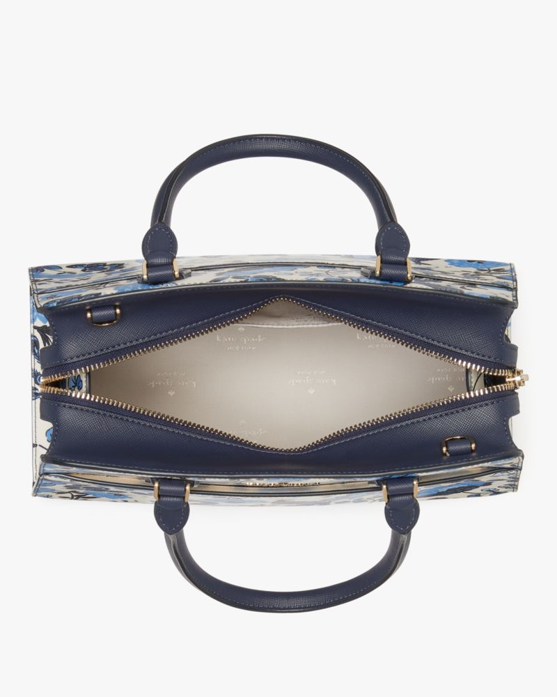 Kate Spade,Madison Peacock Floral Printed Medium Satchel,Satchel,Metal Material,PVC,Logo,Casual,Multi Color