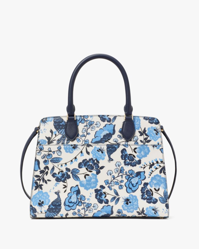 Kate Spade,Madison Peacock Floral Printed Medium Satchel,Satchel,Metal Material,PVC,Logo,Casual,Multi Color