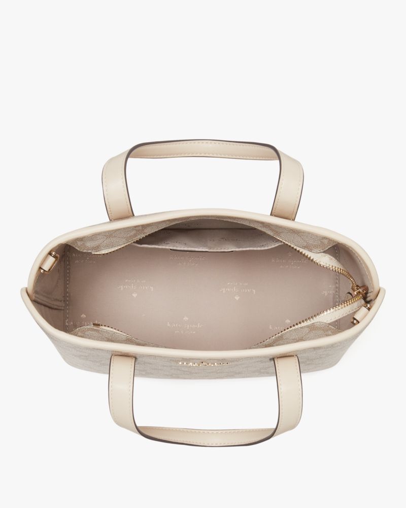 Kate Spade,Spade Flower Small Tote,Tote,Metal Material,PVC,No Embellishment,Casual,Beige