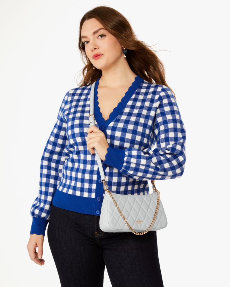 Kate Spade,Carey Small Convertible Crossbody,Lining Leather,Crossbody,Logo,Metal,Lined,Gold Metal,Day Party,White