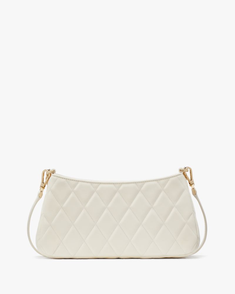 Kate Spade,Carey Small Convertible Crossbody,Lining Leather,Crossbody,Logo,Metal,Lined,Gold Metal,Day Party,White