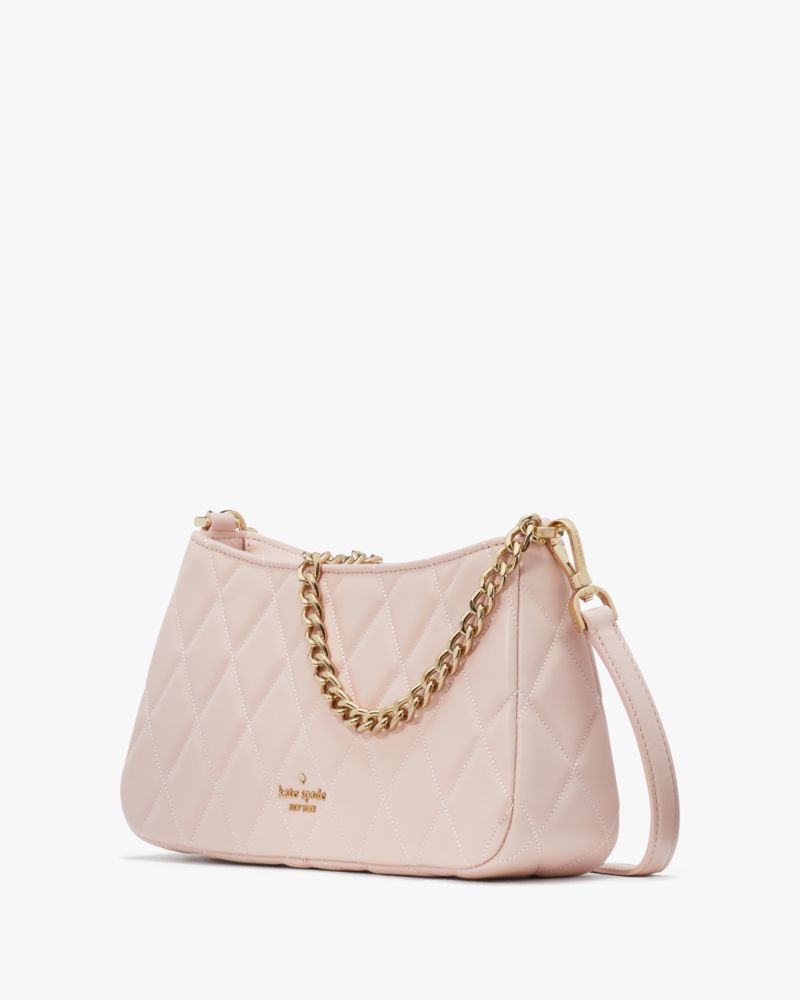 Kate Spade,Carey Small Convertible Crossbody,Lining Leather,Crossbody,Logo,Metal,Lined,Gold Metal,Day Party,Blush