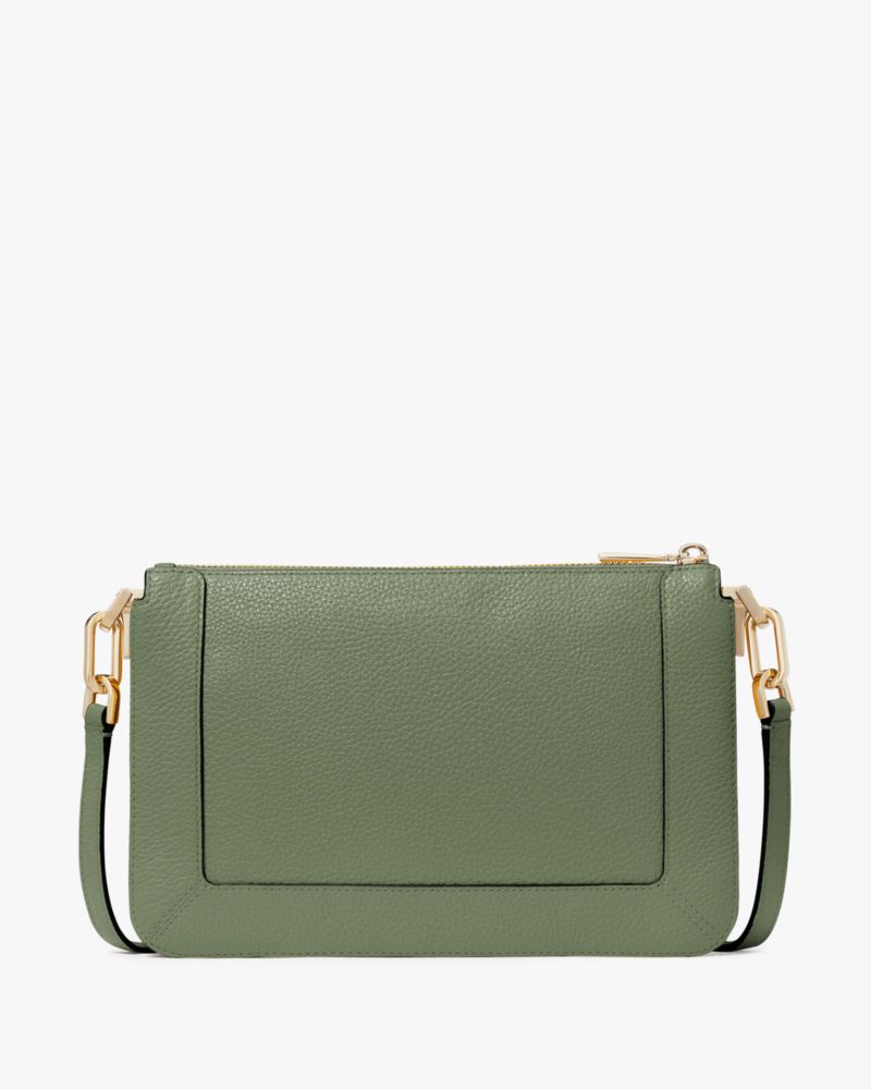 Kate Spade,Lena Double Compartment Crossbody,Crossbody,Metal Material,Logo,Metal,Casual,Olive
