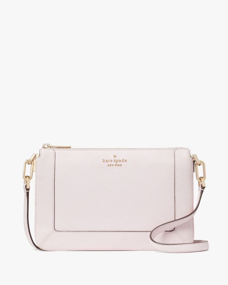 Kate Spade,Lena Double Compartment Crossbody,Crossbody,Metal Material,Logo,Metal,Casual,Pink