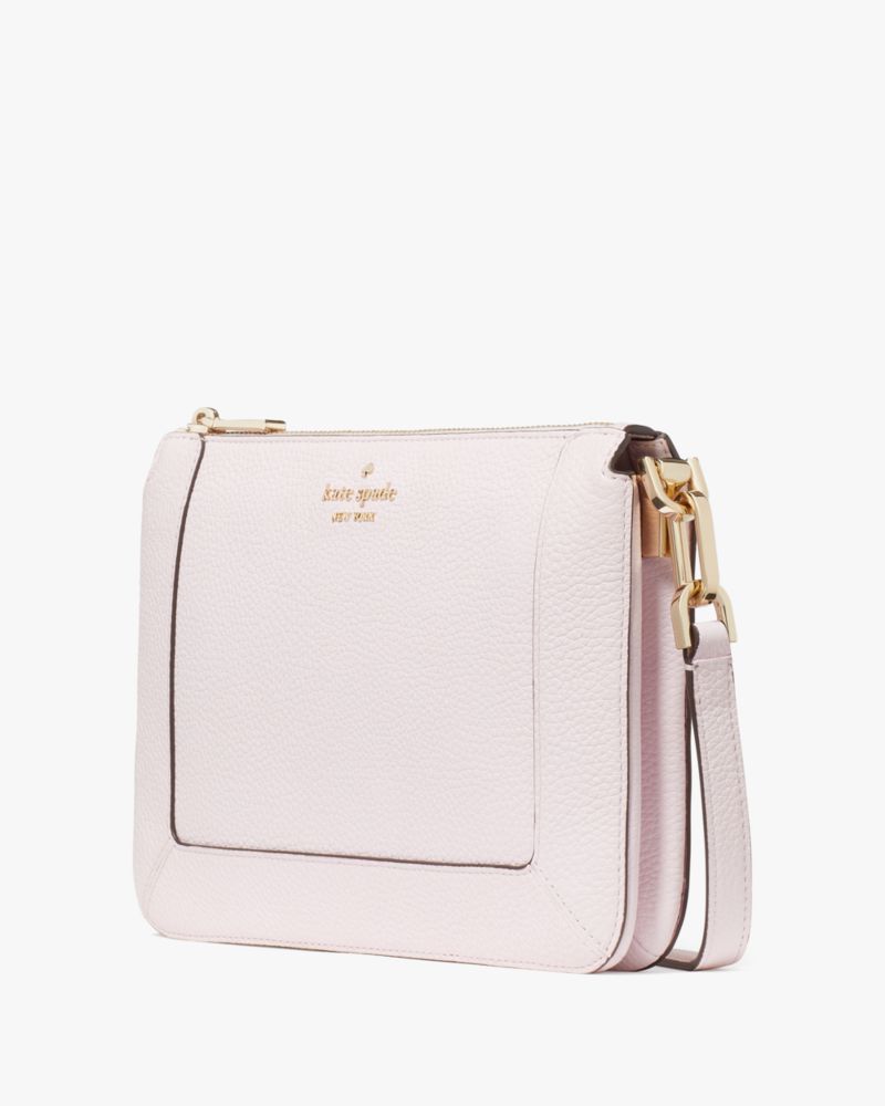 Kate Spade,Lena Double Compartment Crossbody,Crossbody,Metal Material,Logo,Metal,Casual,Pink