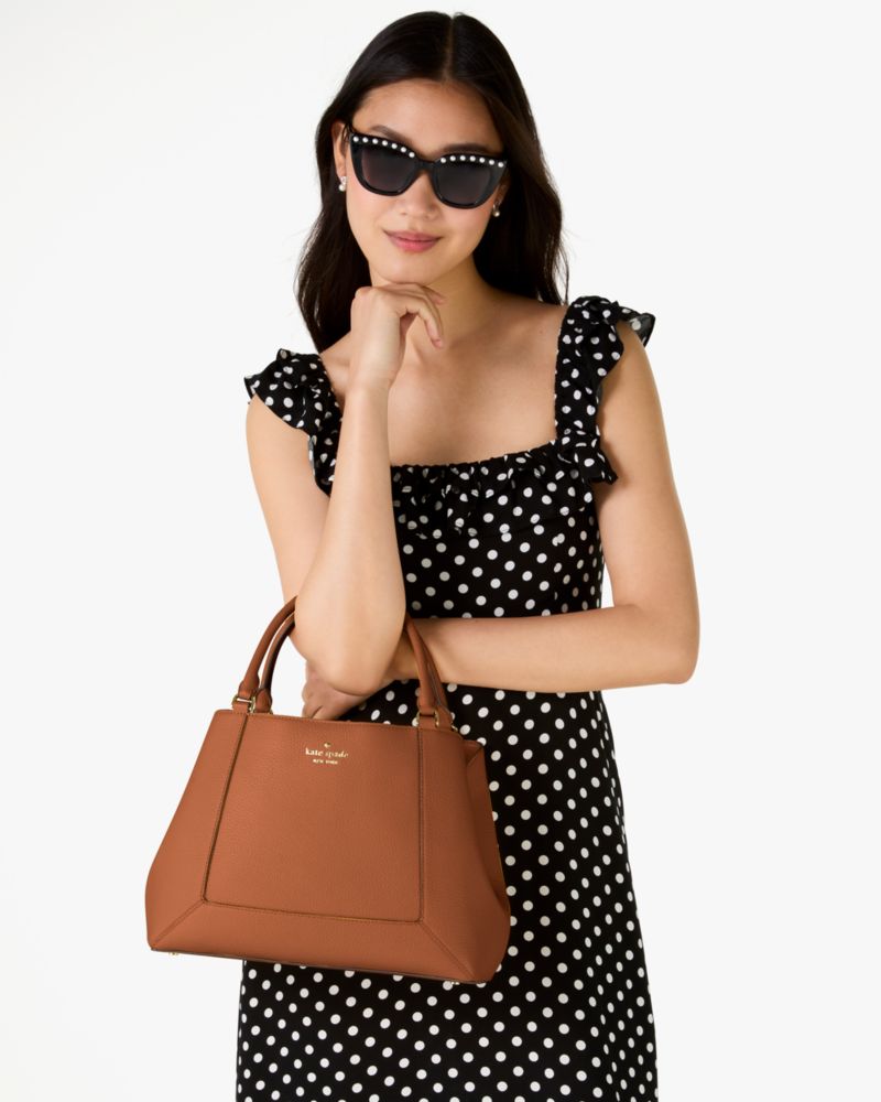 Kate Spade,Lena Satchel,Shopper,Metal Material,Logo,Casual,Brown