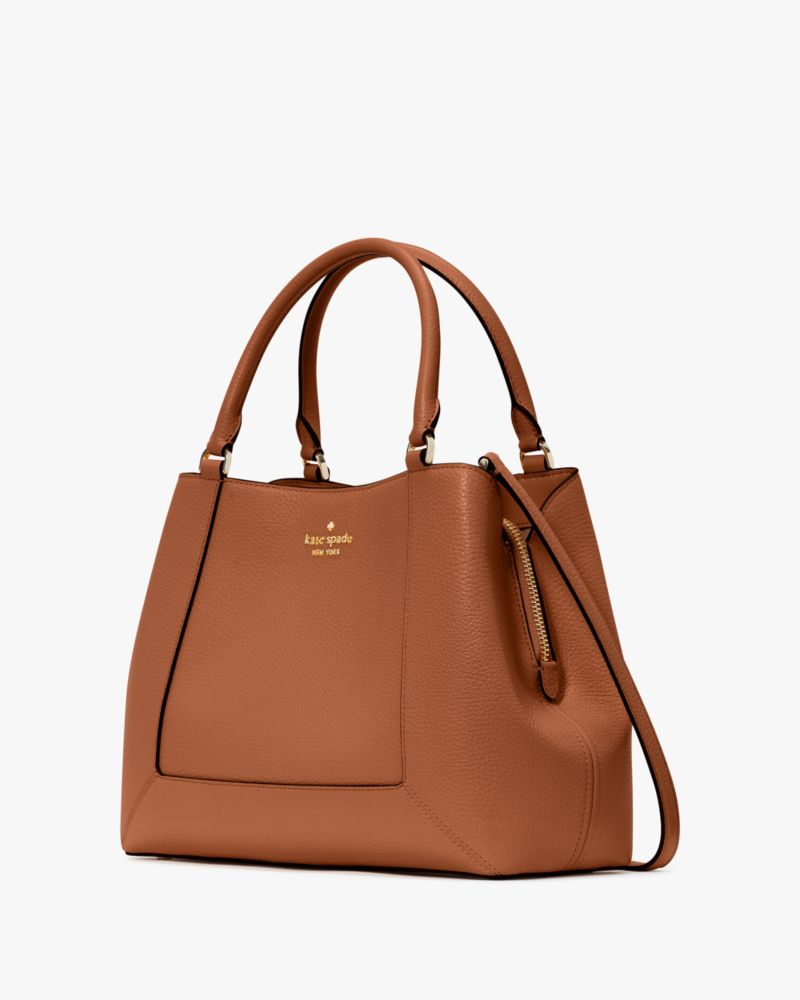 Kate Spade,Lena Satchel,Shopper,Metal Material,Logo,Casual,Brown