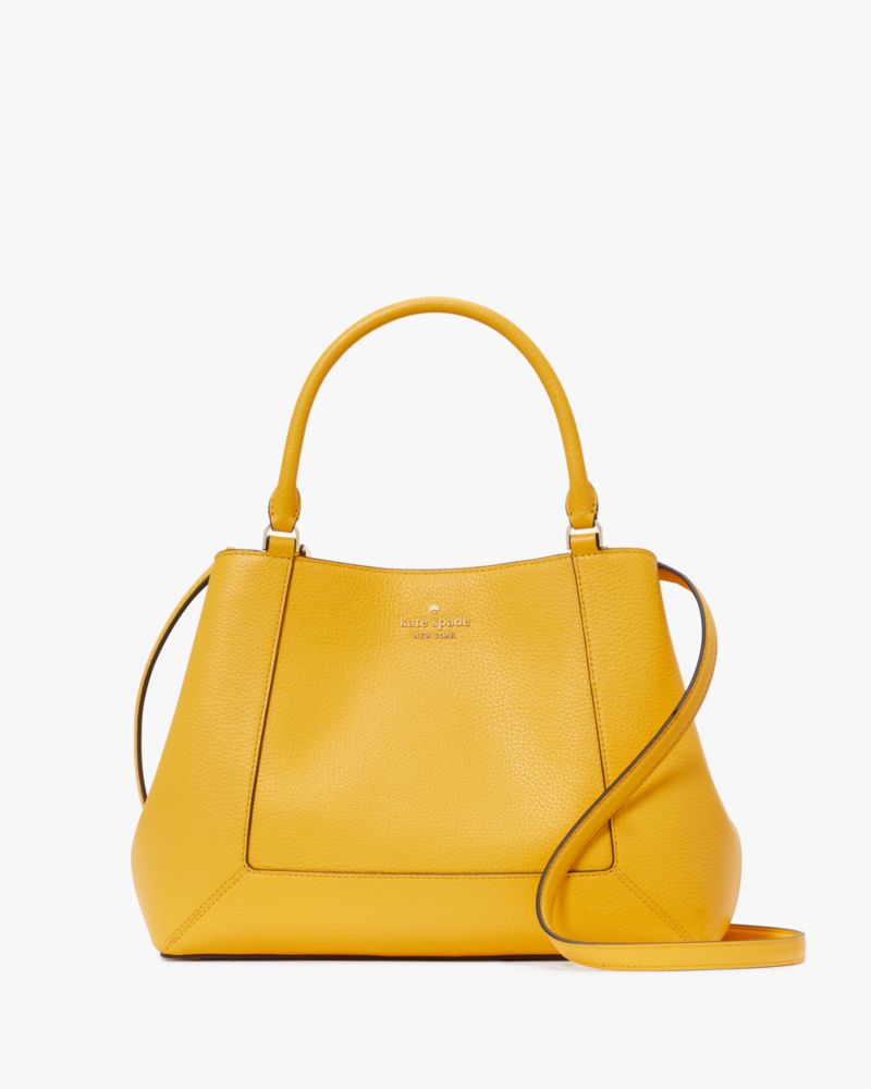 Kate Spade,Lena Medium Satchel,Shopper,Metal Material,Logo,Casual,Mustard