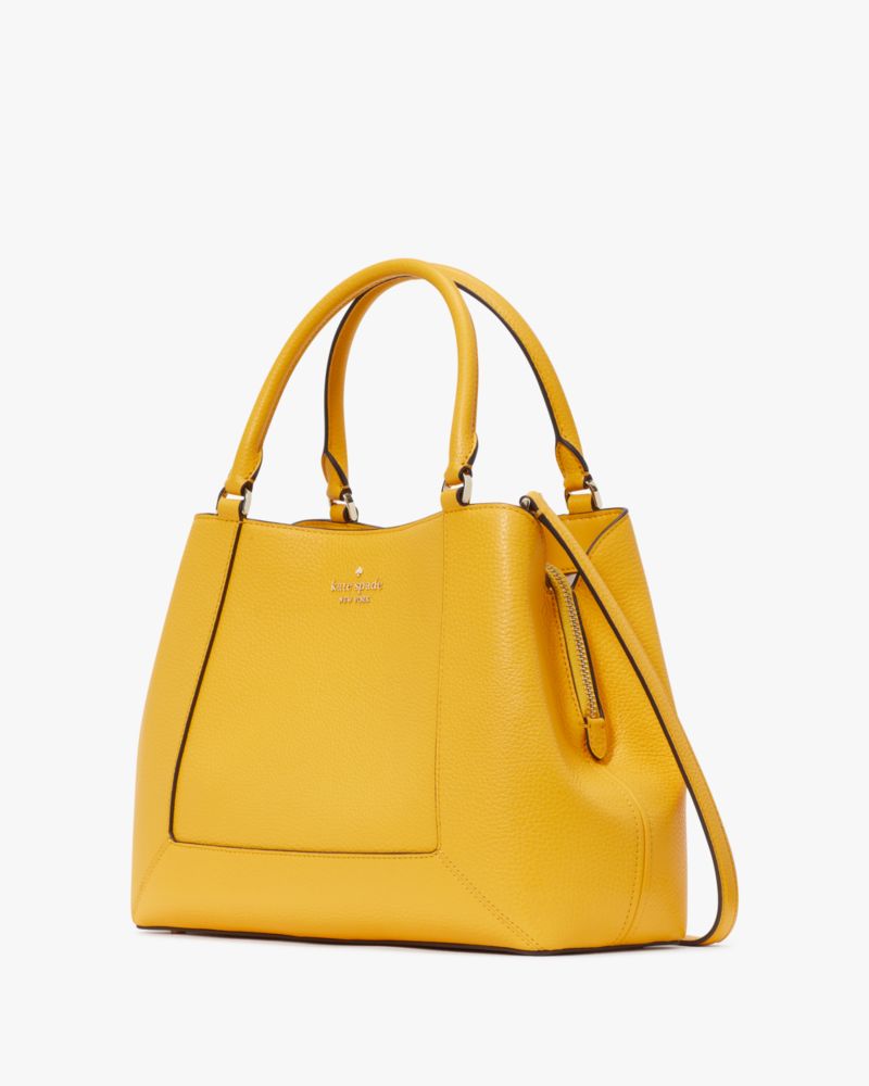 Kate Spade,Lena Medium Satchel,Shopper,Metal Material,Logo,Casual,Mustard