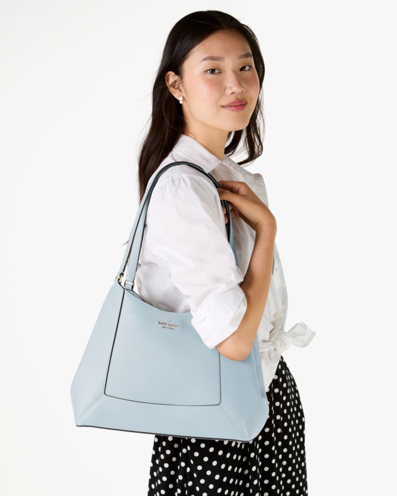 Kate Spade,Lena Triple Compartment Shoulder Bag,Shoulder Bag,Metal Material,Logo,Casual,Blue