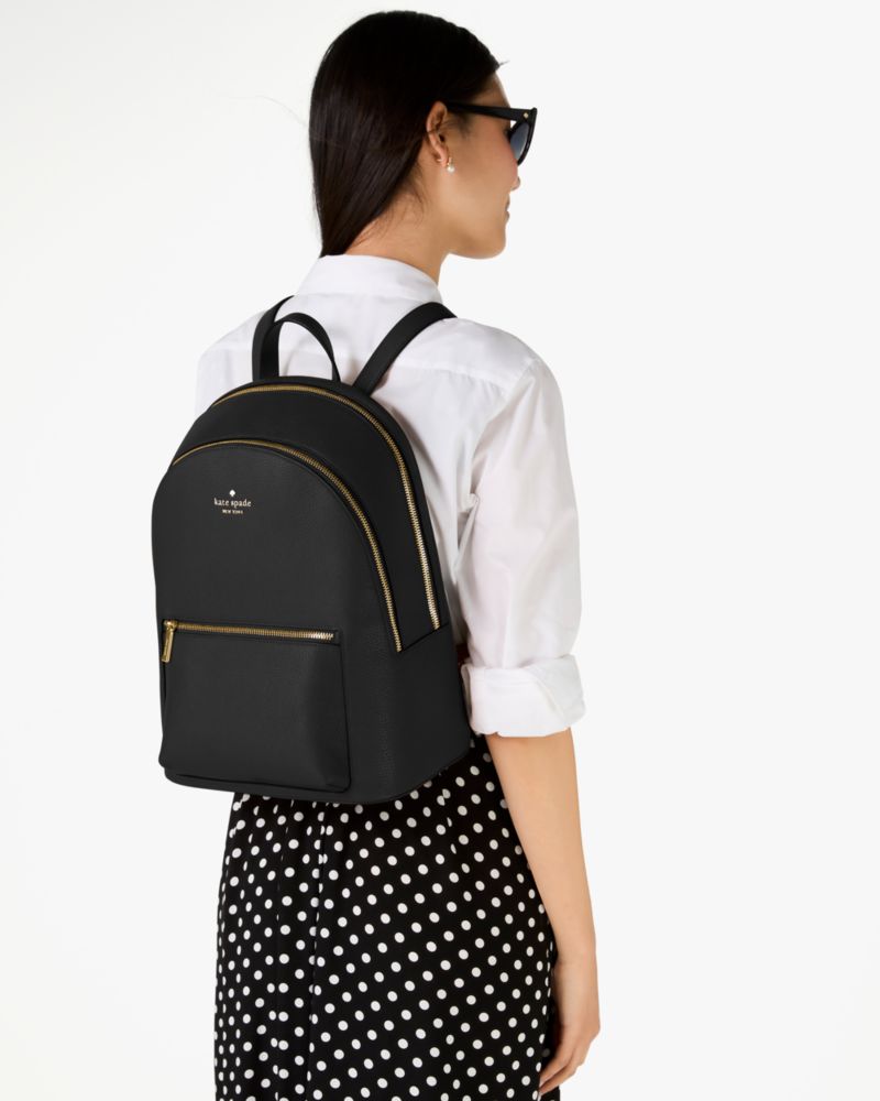 Kate Spade,Lena Double Zip Dome Backpack,Black