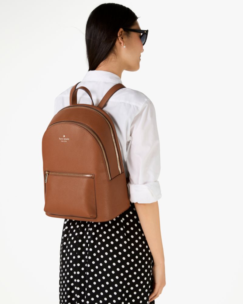 Kate Spade,Lena Double Zip Large Dome Backpack,Brown