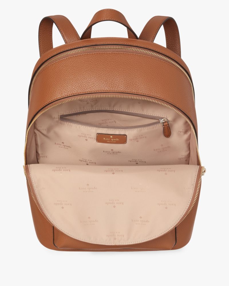 Kate Spade,Lena Double Zip Large Dome Backpack,Backpack,Metal Material,Logo,Metal,Casual,Activewear,Brown