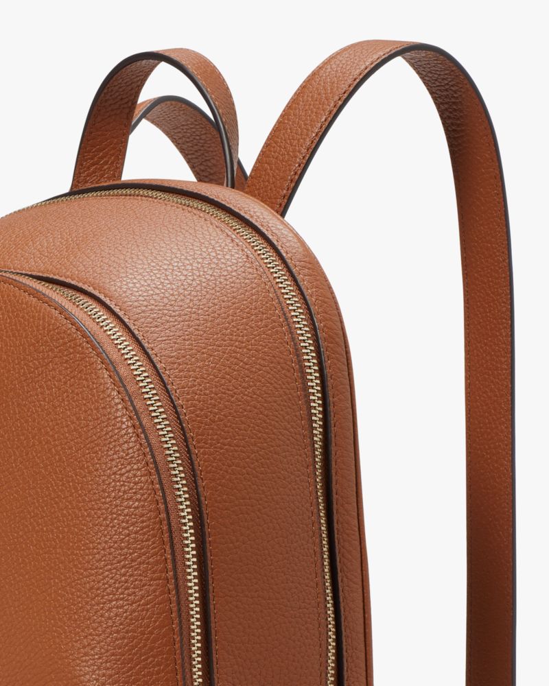 Kate Spade,Lena Double Zip Large Dome Backpack,Backpack,Metal Material,Logo,Metal,Casual,Activewear,Brown