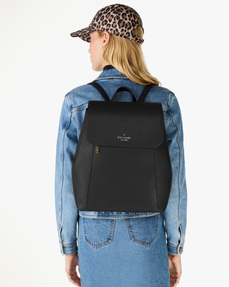 Kate Spade,Lena Large Flap Backpack,Black