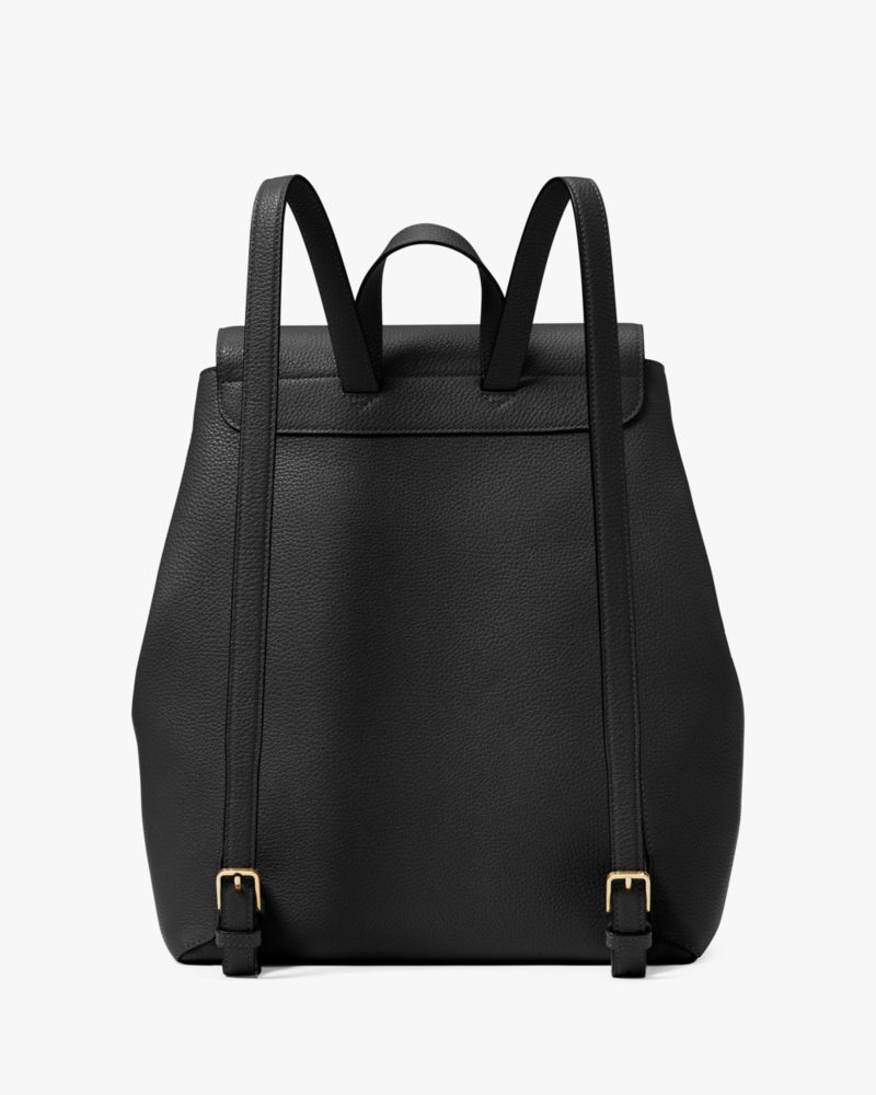 Kate Spade,Lena Large Flap Backpack,Backpack,Metal Material,Logo,Metal,Casual,Activewear,Black
