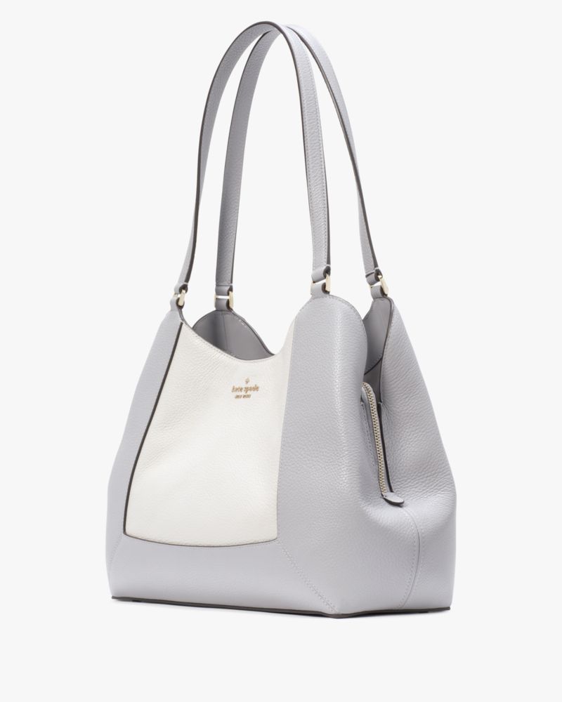 Kate Spade,Lena Colorblock Large Triple Compartment Shoulder Bag,Shoulder Bag,Metal Material,Color Block,Logo,Casual,White