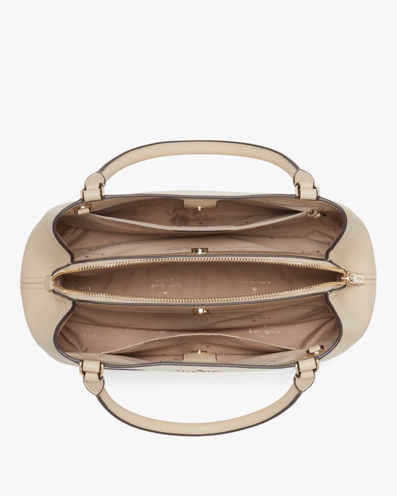 Kate Spade,Lena Colorblock Satchel,Shoulder Bag,Metal Material,Logo,Color Block,Casual,Cream