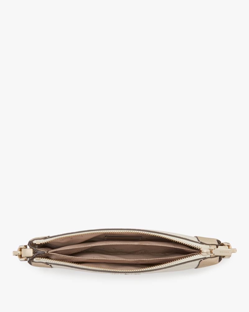 Kate Spade,Lena Colorblock Double Compartment Crossbody,Crossbody,Metal Material,Color Block,Logo,Metal,Casual,White