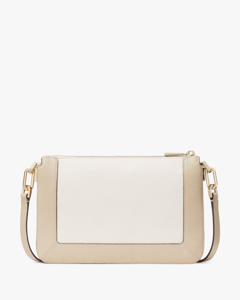 Kate Spade,Lena Colorblock Double Compartment Crossbody,Crossbody,Metal Material,Color Block,Logo,Metal,Casual,White