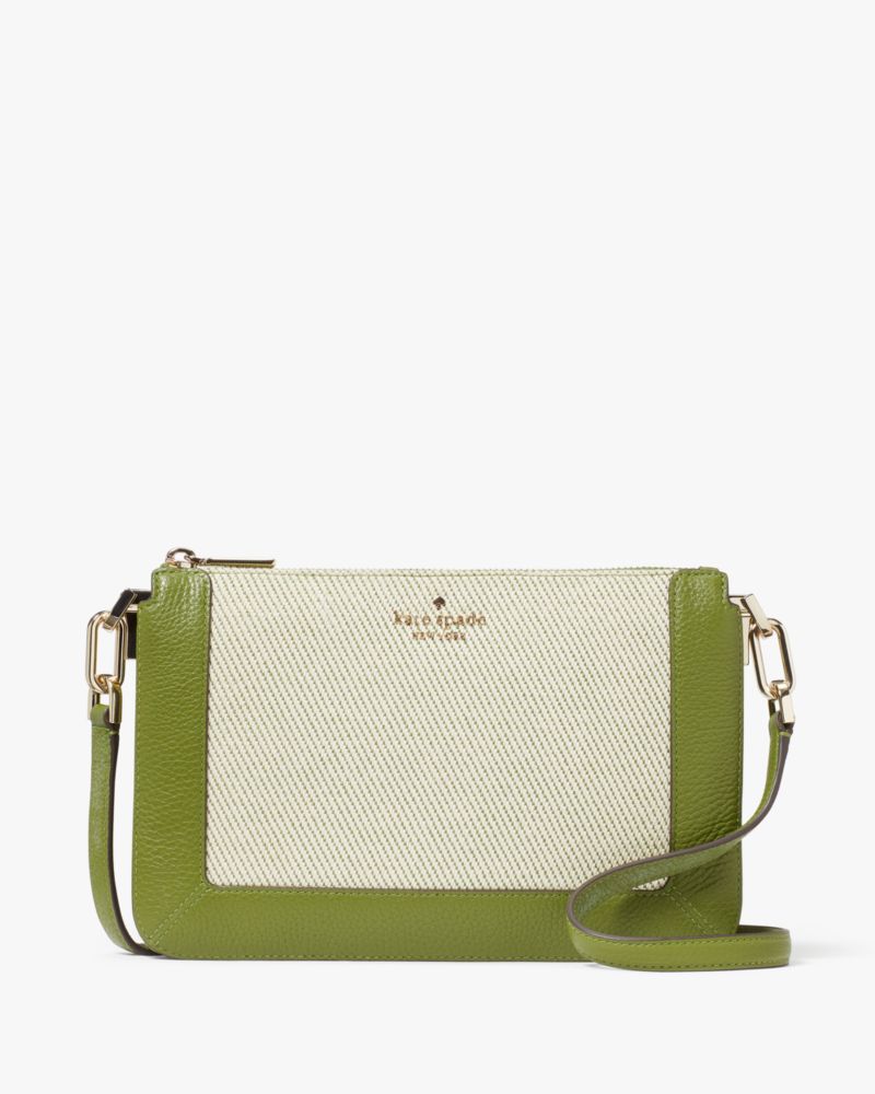 Kate Spade,Lena Canvas Colorblock Double Compartment Crossbody,Cream