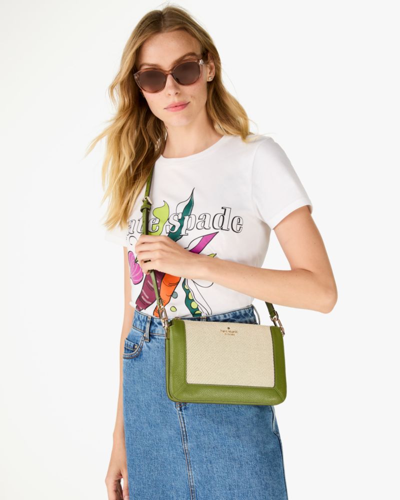 Kate Spade,Lena Canvas Colorblock Double Compartment Crossbody,