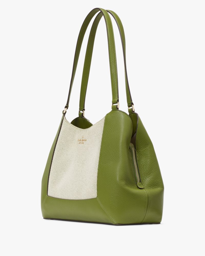 Kate Spade,Lena Canvas Colorblock Triple Compartment Shoulder Bag,Kelp Forest Multi