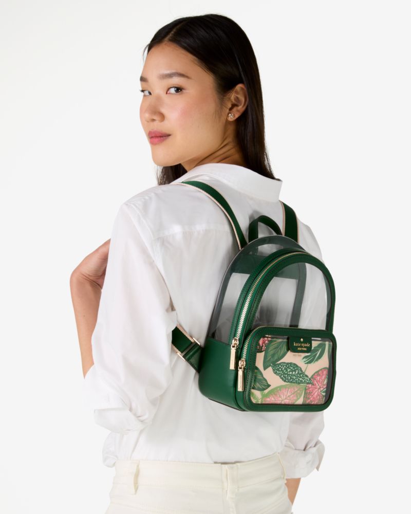 Kate Spade,Clare See Through Fern Foliage Small Backpack,