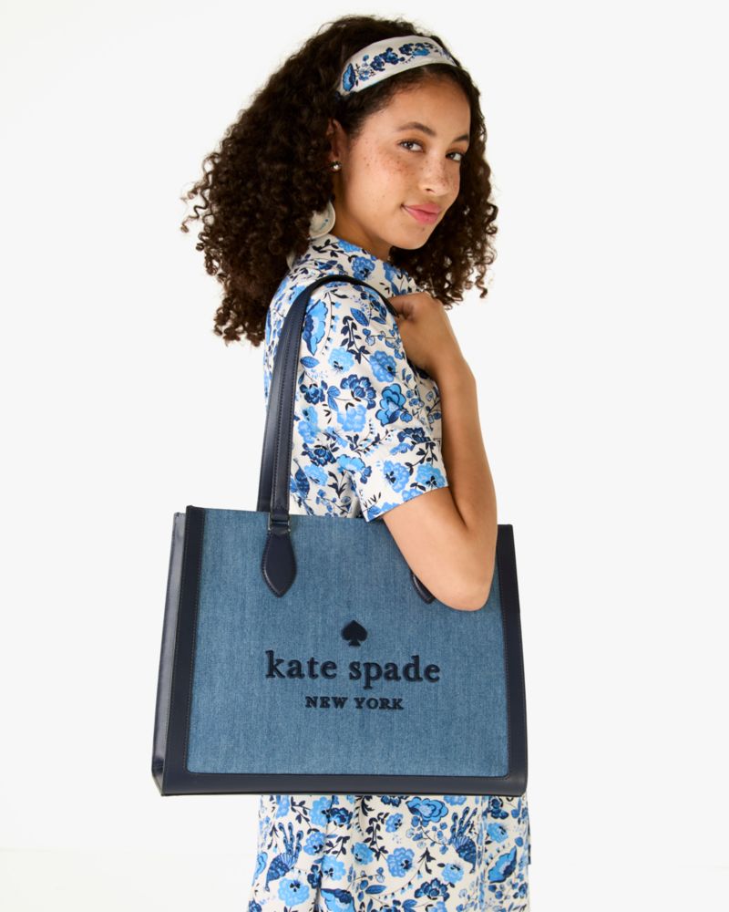 Kate Spade,Ellie Denim Large Tote,Blue