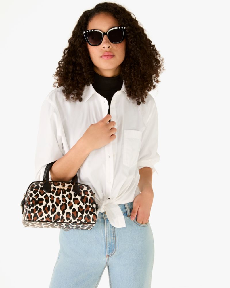 Kate Spade,Madison Spotted Leopard Small Duffle Crossbody,