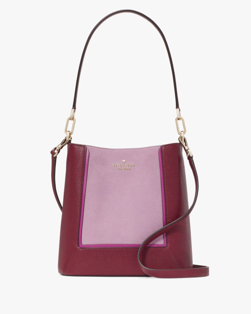 Kate Spade,Lena Suede Colorblock Bucket Bag,Purple