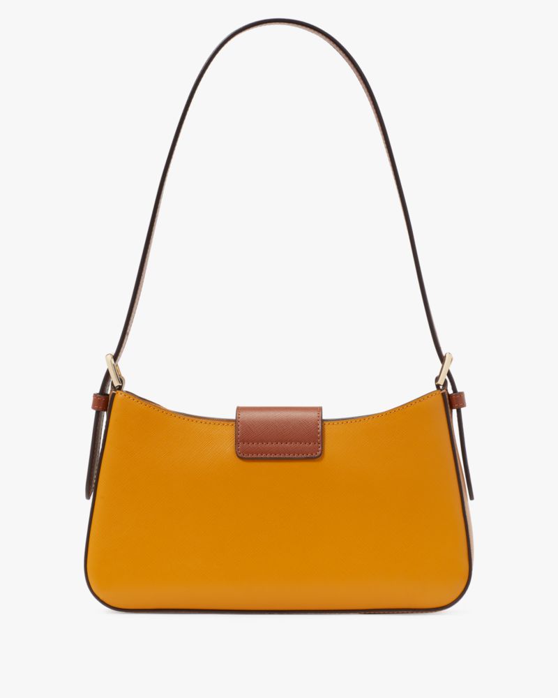 Kate Spade,Reegan Small Shoulder Bag,Leather,Shoulder Bag,Color Block,Logo,Day Party,Casual,Mustard