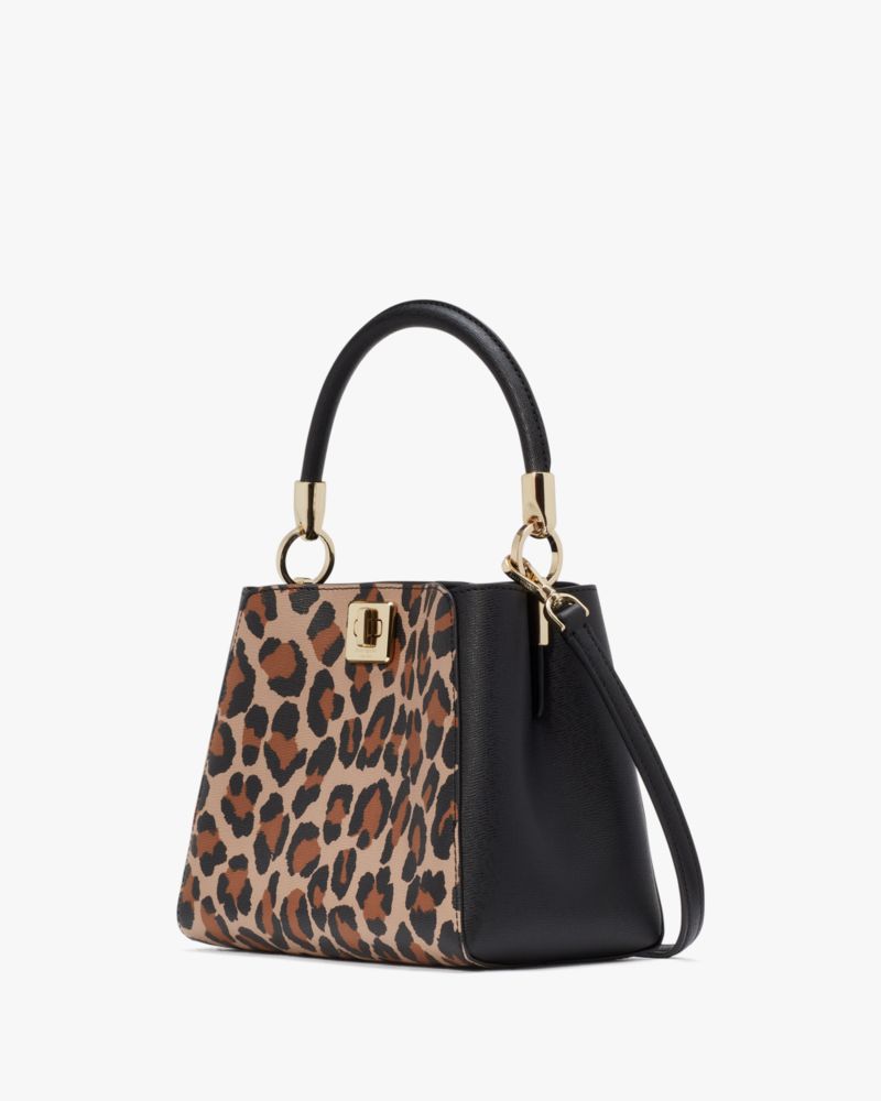 Kate Spade,Phoebe Small Spotted Leopard Top Handle Satchel,Satchel,PVC,Color Block,Day Party,Multi Color