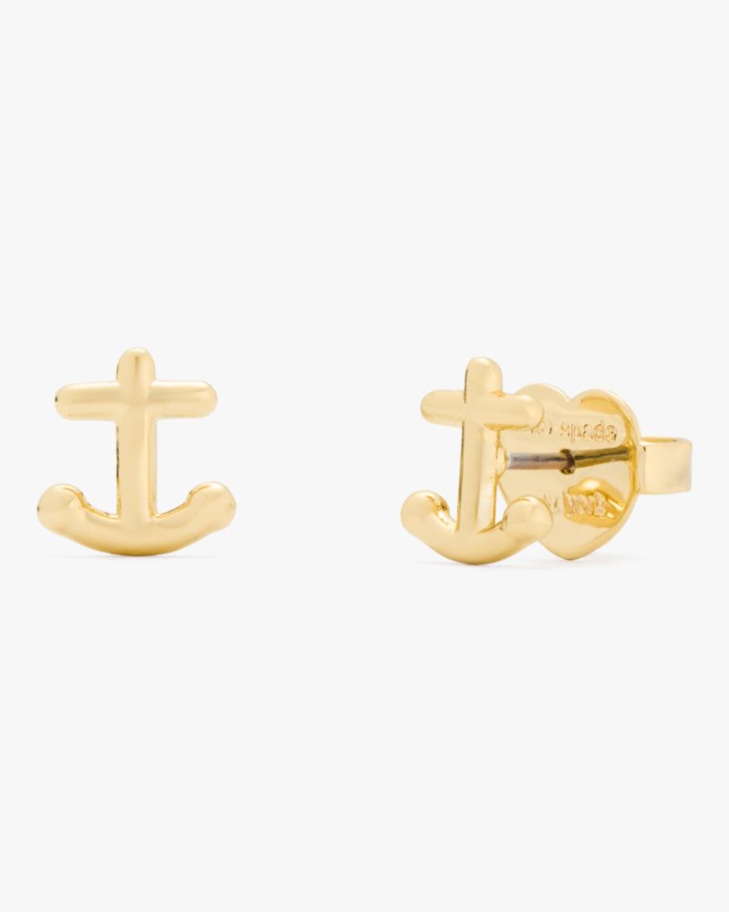 Kate Spade,Away We Go Anchor Studs,Studs,Anchor Embellishment,Gold Metal,Casual,