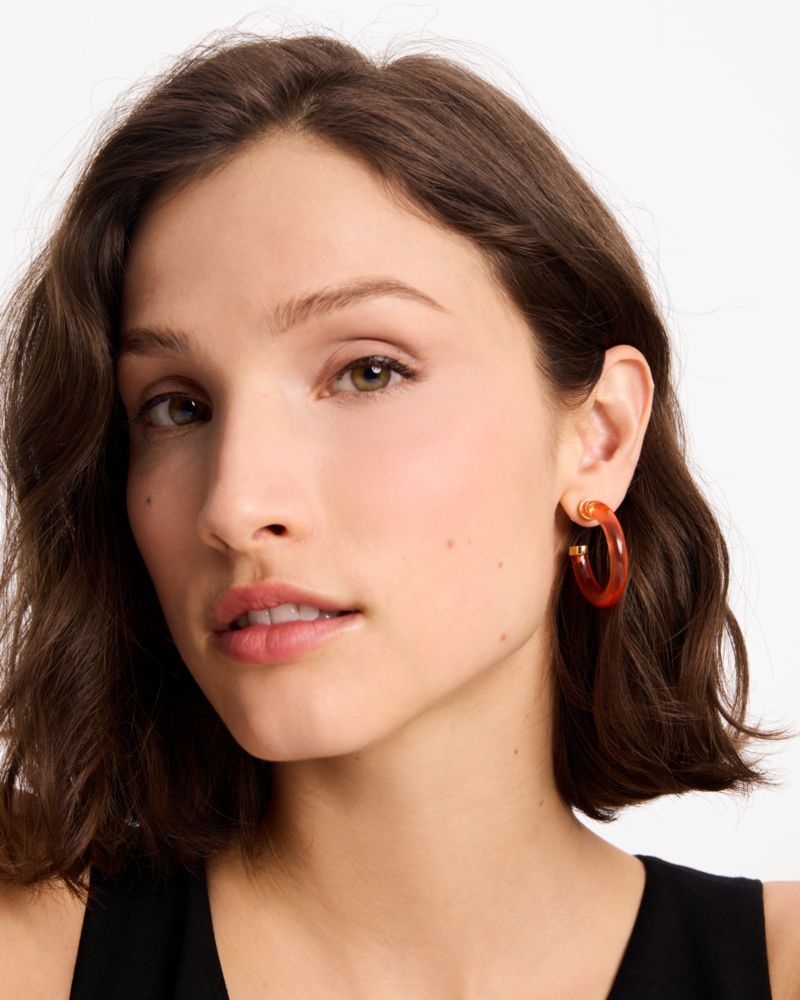 Kate Spade,Feeling Bubbly Raffia Charm Hoops,Hoops,Dangle Earring,Resin,Cubic Zirconia,Novelty Embellishment,Mixed Media,B...,Multi Color