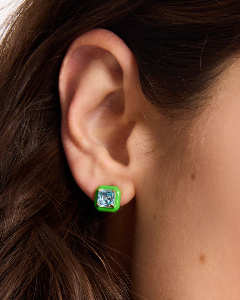 Kate Spade,Brighten Up Studs,Studs,Rhinestones,Titanium,Casual,Multi Color