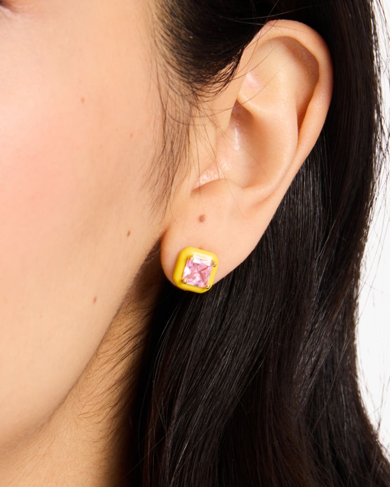 Kate Spade,Brighten Up Studs,Studs,Rhinestones,Yellow Gold,Titanium,Casual,Multi Color