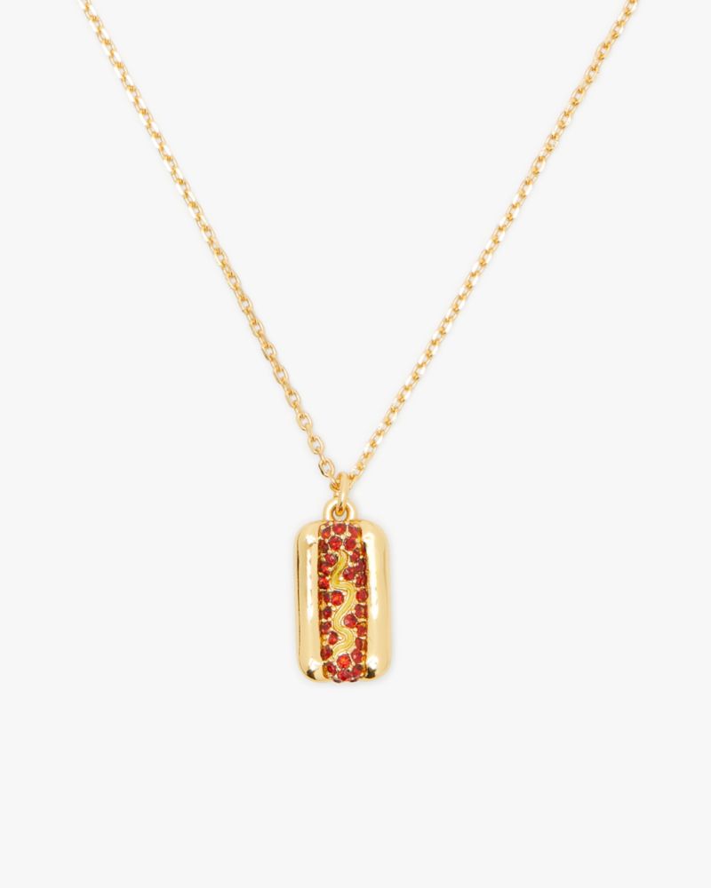 Kate Spade,What A Snack Mini Pendant,Single Strand,Gem Embellishment,Food Embellishment,Novelty Embellishment,Gold Metal,C...,Red