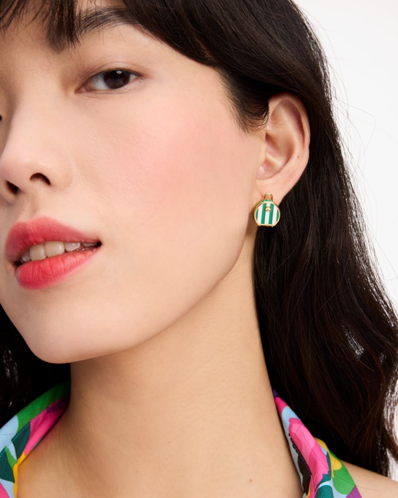 Kate Spade,Away We Go Suitecase Studs,Green Multi