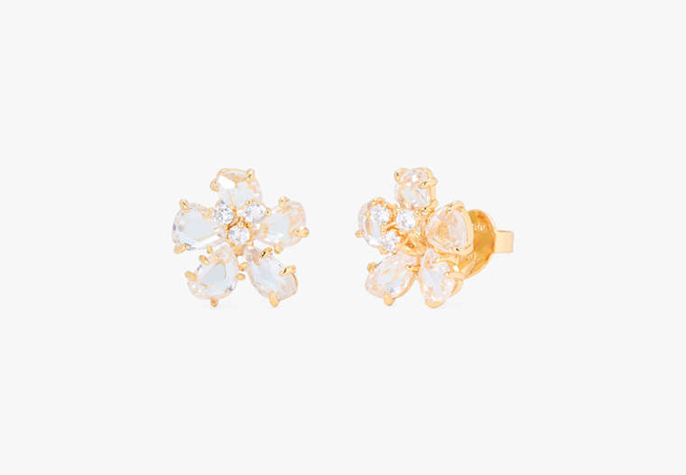 Kate Spade,Paradise Flower Studs,Clear/Gold