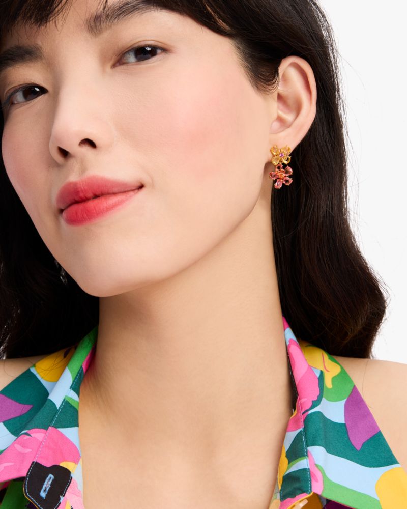 Kate Spade,Paradise Flower Double Drop Earrings,Multi