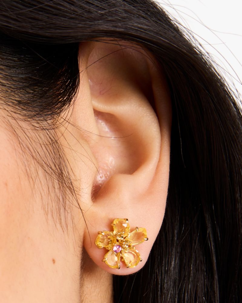 Kate Spade,Paradise Flower Studs,Yellow Gold