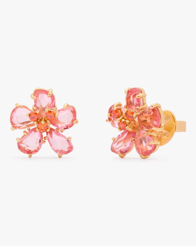 Kate Spade,Paradise Flower Studs,Studs,Floral Embellishment,Rhinestones,Gold Metal,Cocktail,