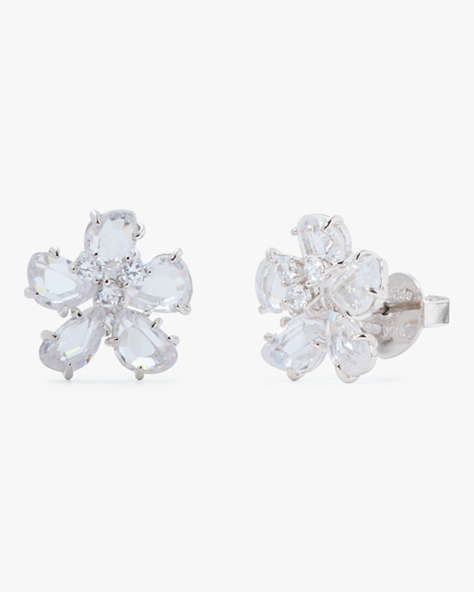 Kate Spade,Paradise Flower Studs,Clear/Silver