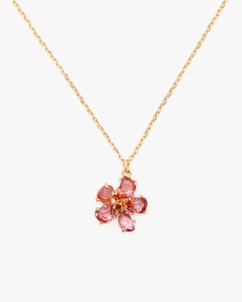 Kate Spade,Paradise Flower Mini Pendant,Single Strand,Gem Embellishment,Floral Embellishment,Day Party,