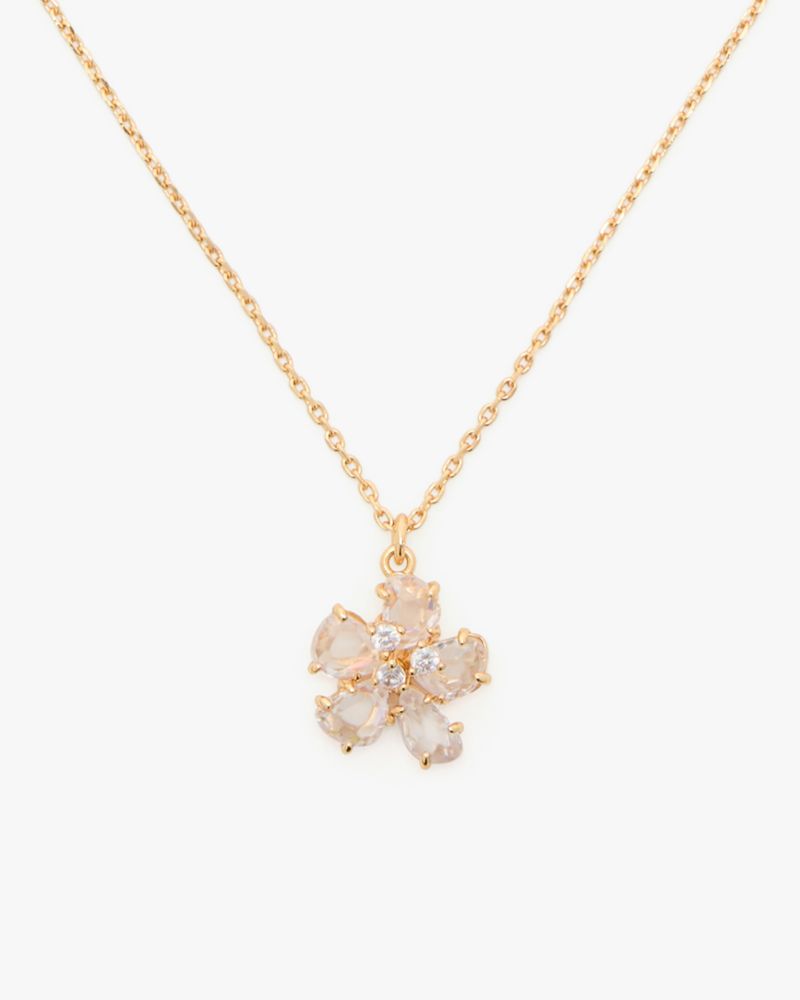 Kate Spade,Paradise Flower Mini Pendant,Clear/Gold