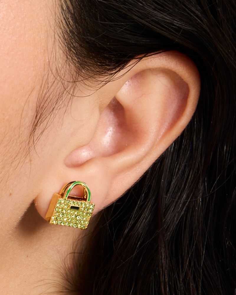 Kate Spade,Sweet Treasures Studs,Green/Gold